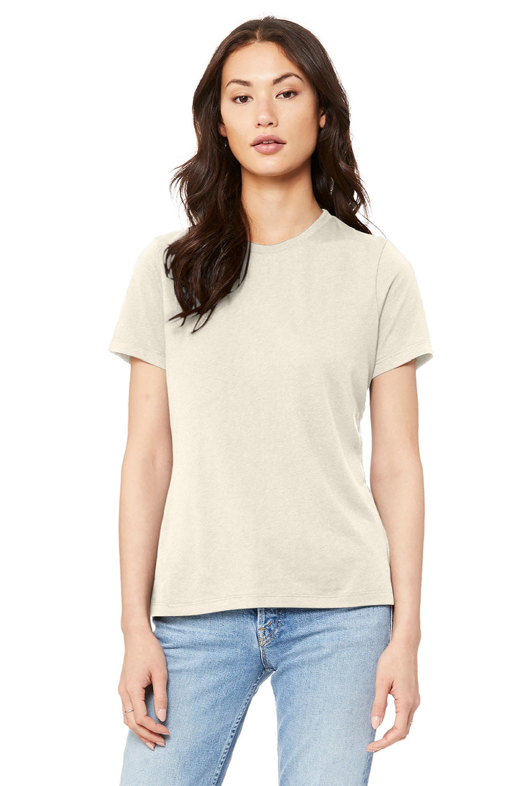 Womens Relaxed Jersey Short Sleeve Crewneck T-Shirt - Natural - NEW