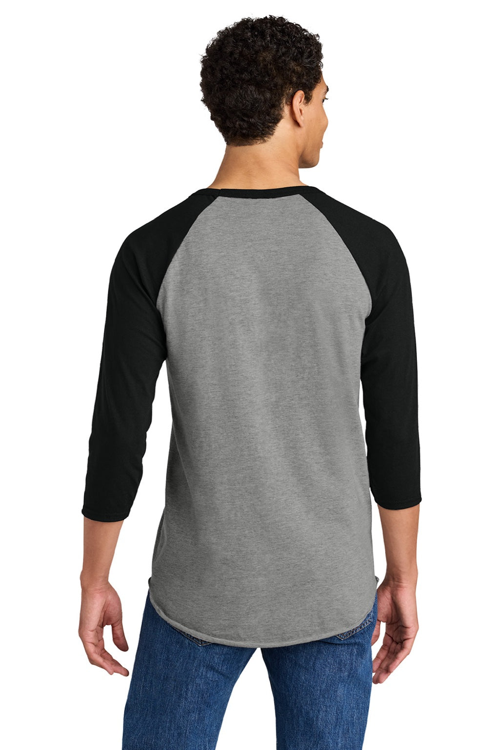 Mens Premium Blend Baseball Moisture Wicking 3/4 Sleeve Crewneck T-Shirt - Oxford Grey/Ink Black - NEW