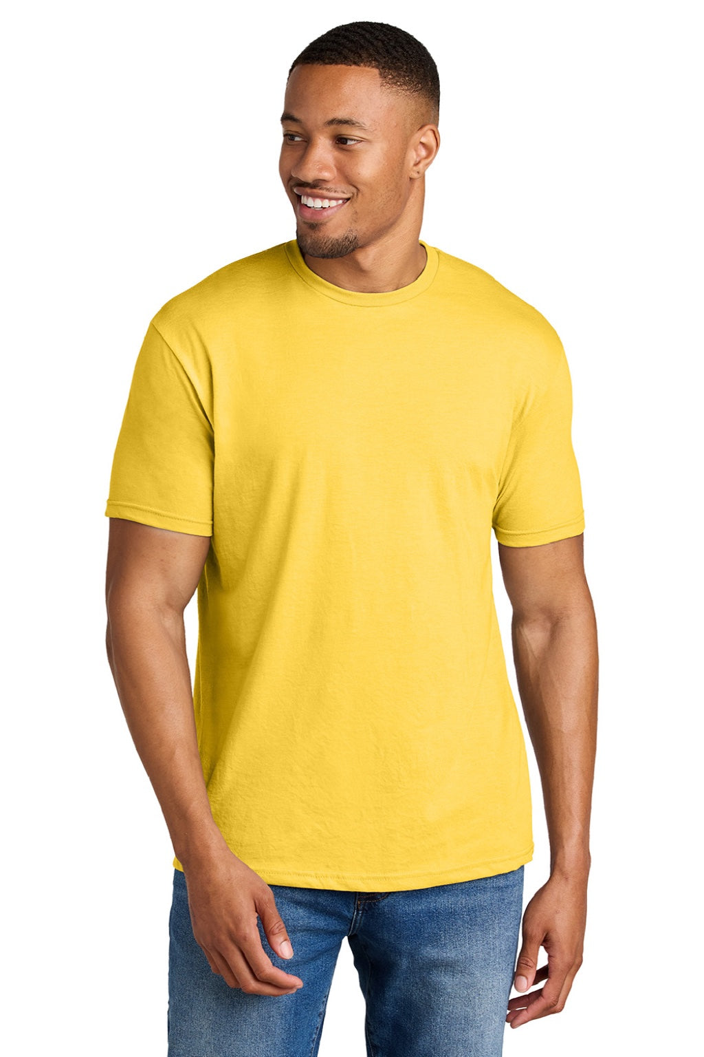 Mens Softstyle CVC Short Sleeve Crewneck T-Shirt - Daisy Mist Yellow - NEW