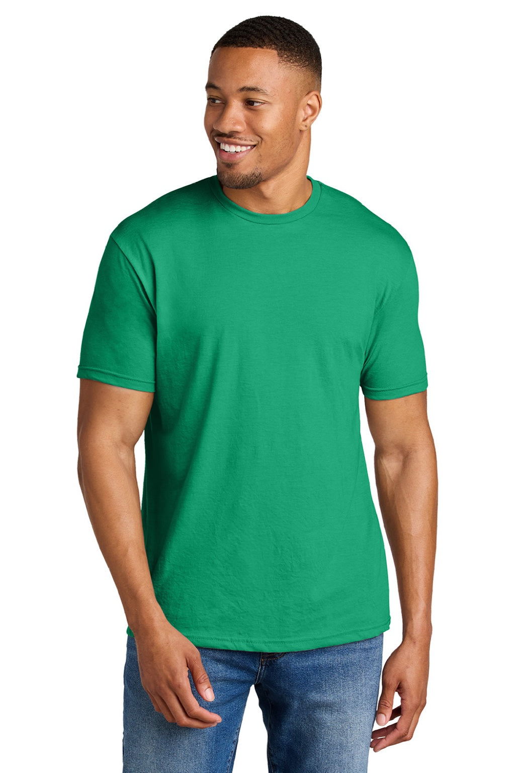 Mens Softstyle CVC Short Sleeve Crewneck T-Shirt - Kelly Green Mist - NEW