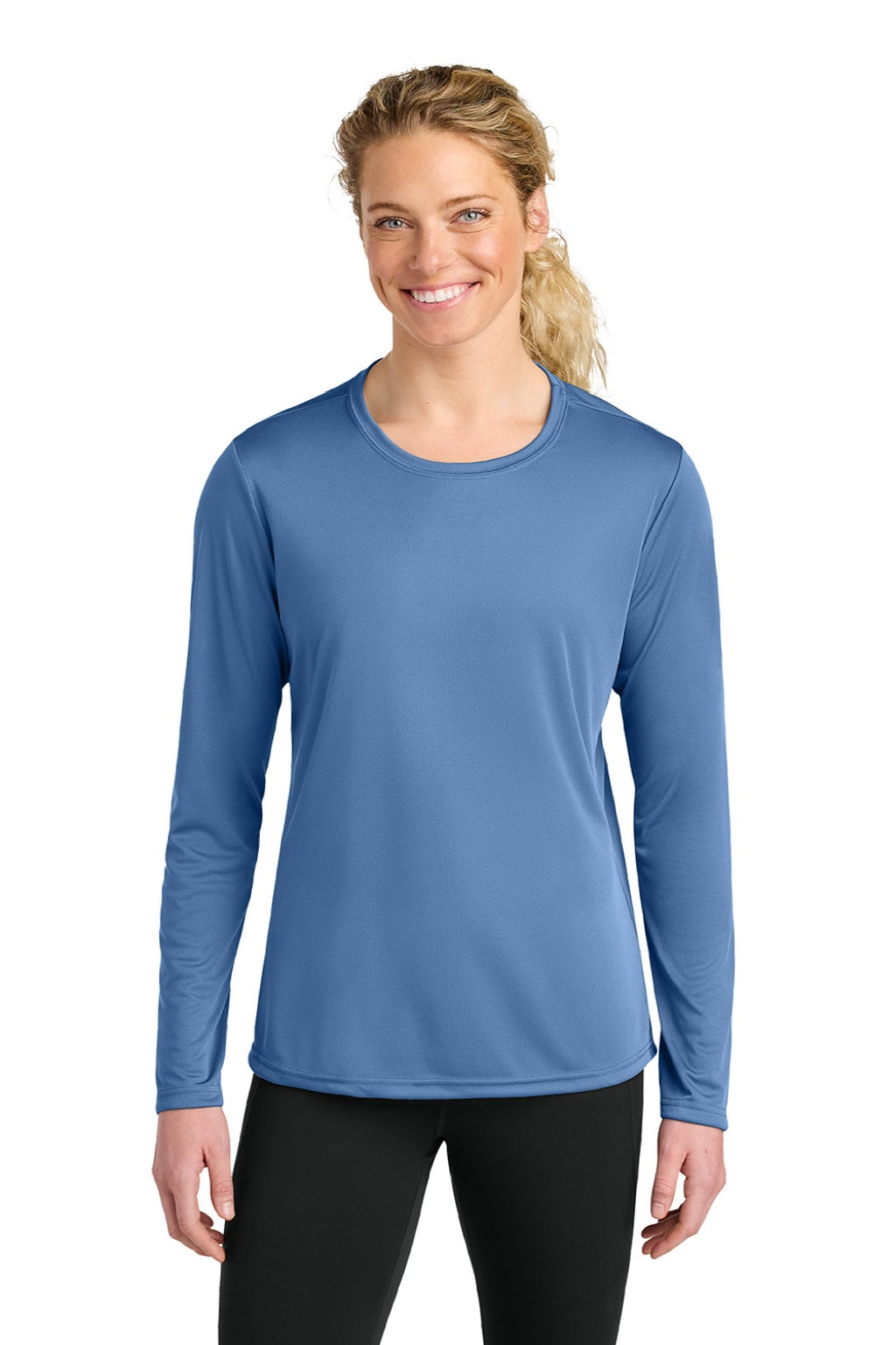 Womens Cooling Performance Long Sleeve Crewneck T-Shirt - Light Blue - COMING SOON