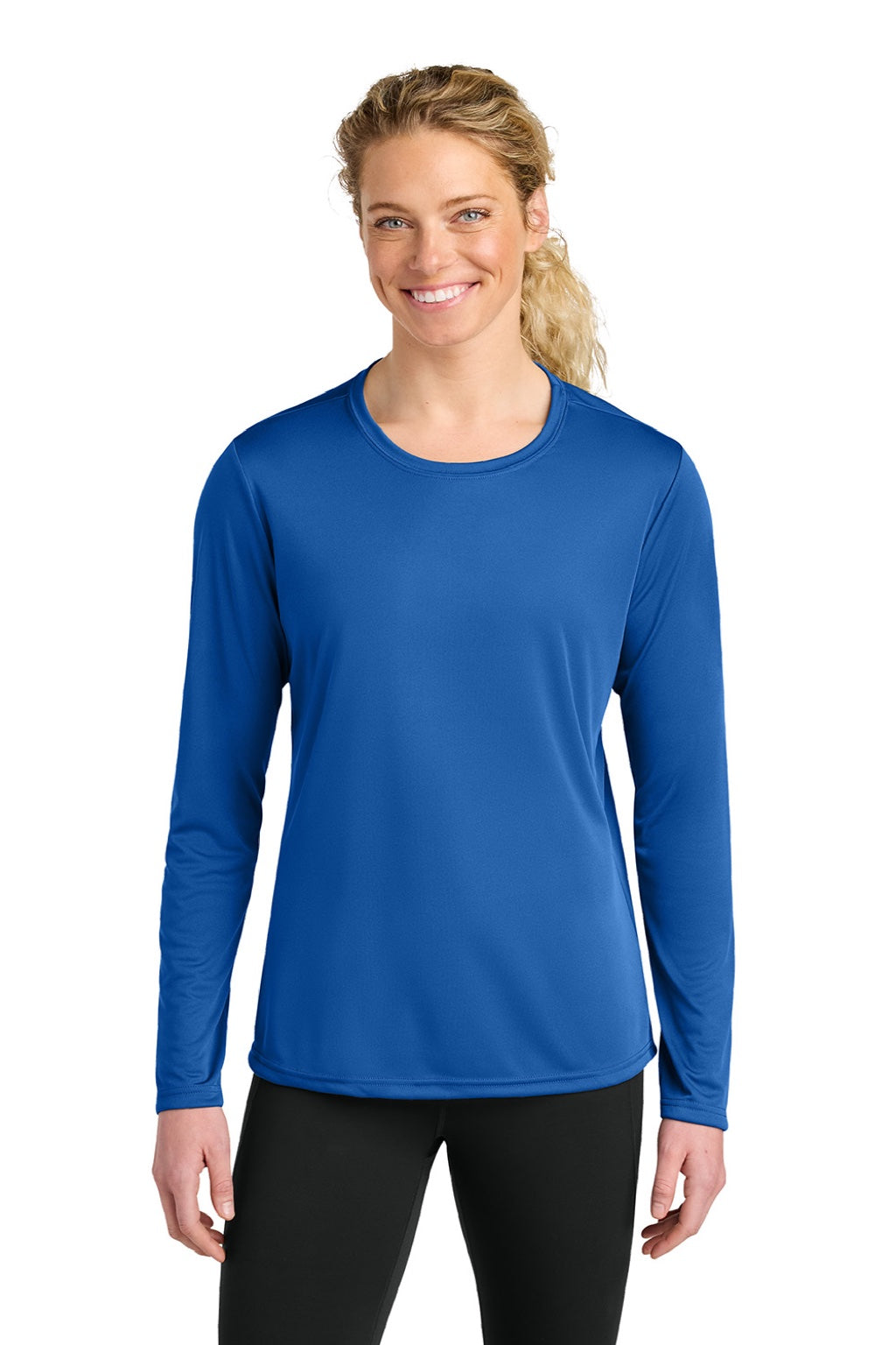 Womens Cooling Performance Long Sleeve Crewneck T-Shirt - Royal Blue - COMING SOON
