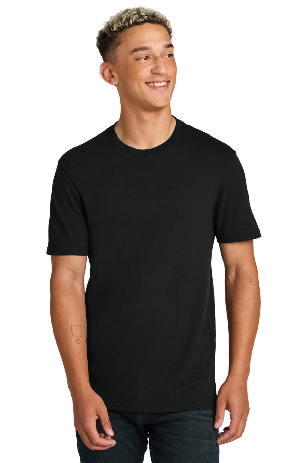 Mens Recycled Short Sleeve Crewneck T-Shirt - Deep Black - NEW