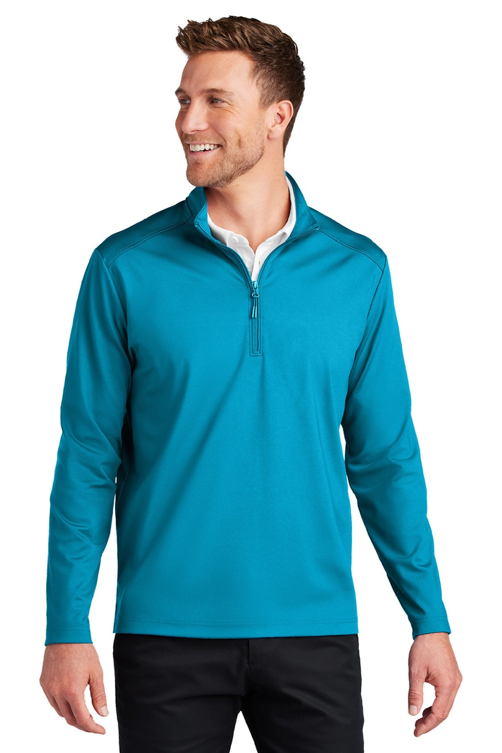 Mens C-FREE Double Knit Moisture Wicking 1/4 Zip Sweatshirt - Parcel Blue - NEW