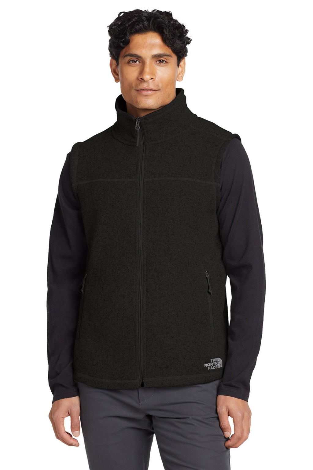 Mens Sweater Fleece Full Zip Vest - Heather Black - COMING SOON