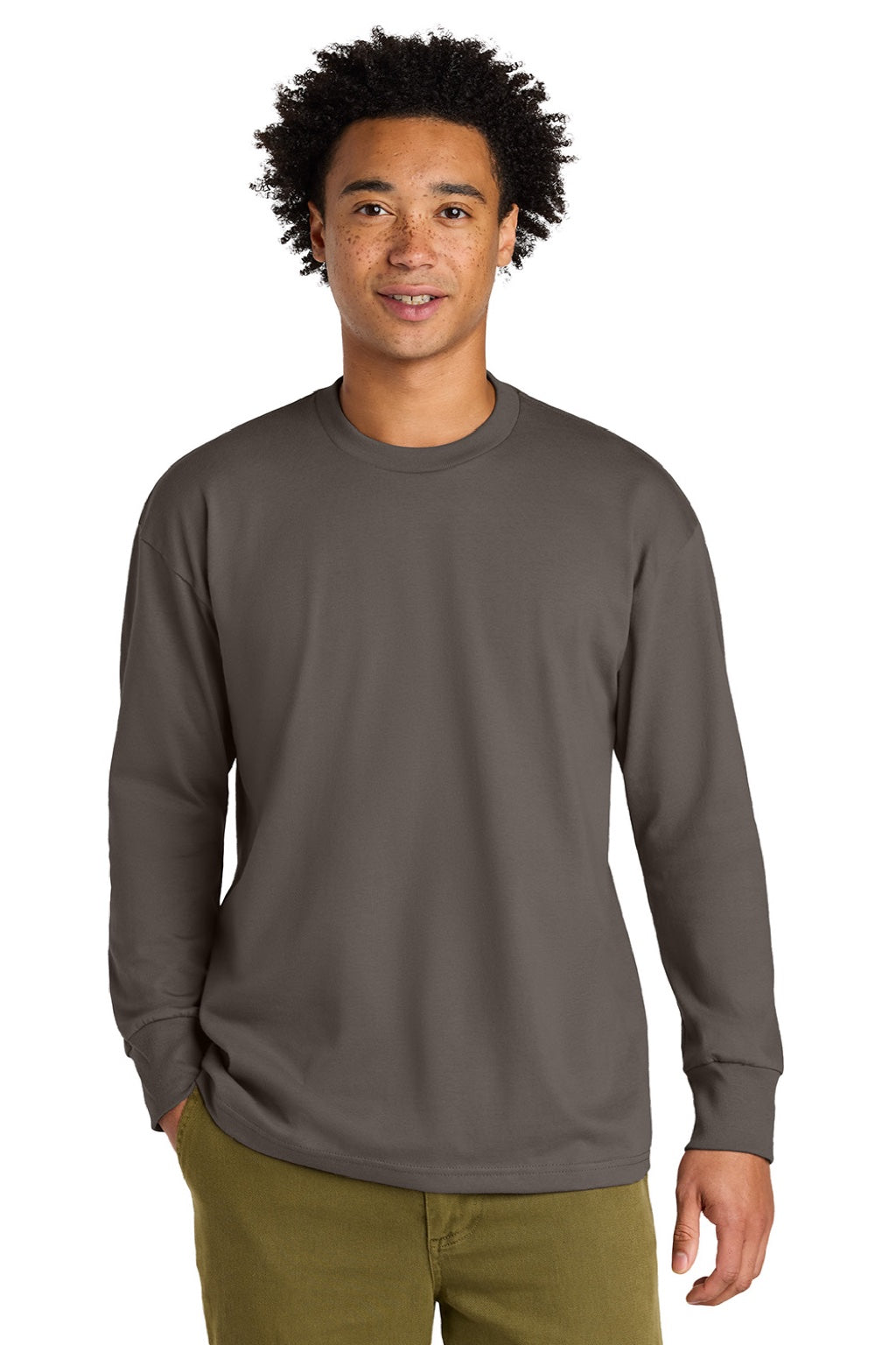 Mens Long Sleeve Crewneck T-Shirt - Shiitake Grey - COMING SOON