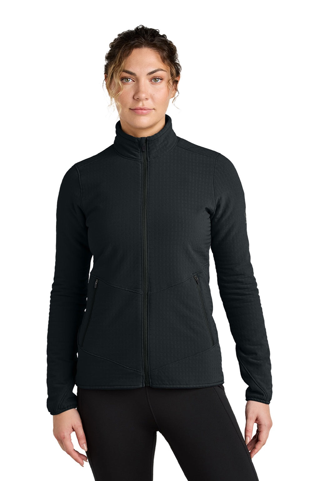 Womens Grid Soft Shell Full Zip Jacket - Black - COMING SOON