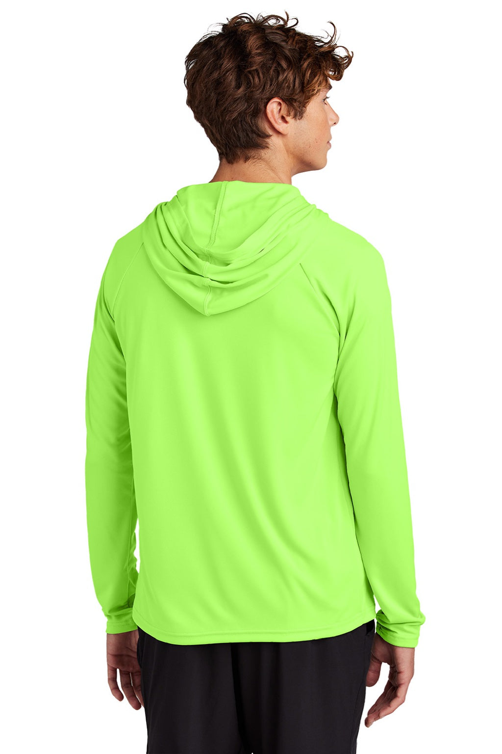 Mens DryZone Performance Moisture Wicking Long Sleeve Hooded T-Shirt Hoodie - Neon Green - NEW