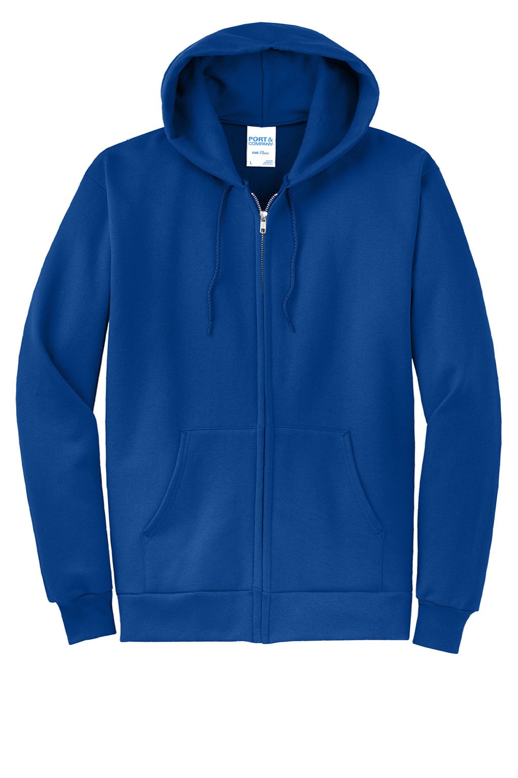 Mens Core Pill Resistant Fleece Full Zip Hooded Sweatshirt Hoodie w/ Pockets - True Royal Blue - NEW