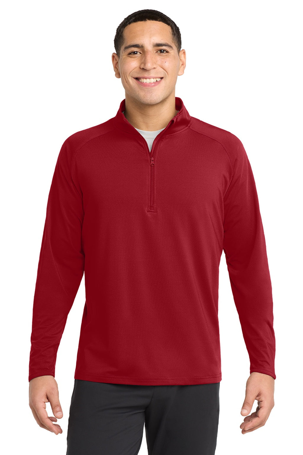 Mens Sport-Wick Moisture Wicking 1/4 Zip Sweatshirt - Deep Red - NEW
