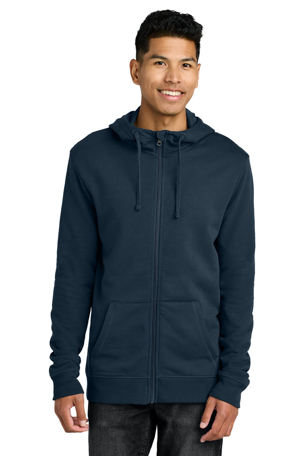Mens Organic Cotton Fleece Full Zip Hooded Sweatshirt Hoodie - Dress Blue - COMING SOON