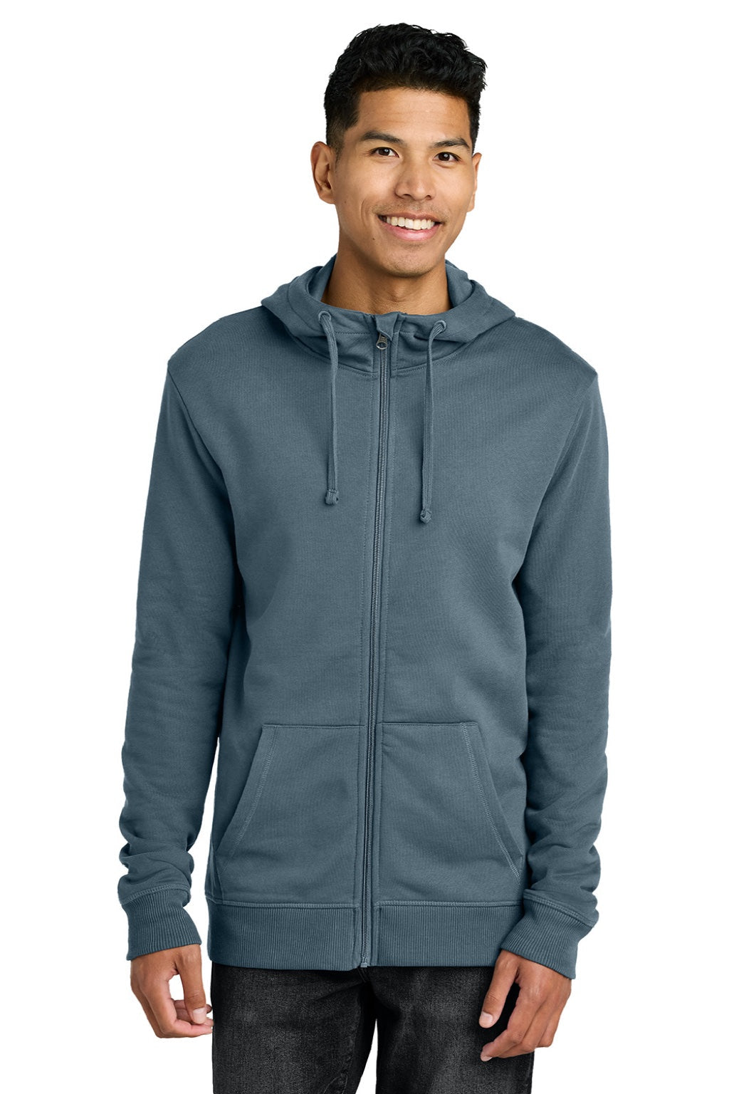 Mens Organic Cotton Fleece Full Zip Hooded Sweatshirt Hoodie - Vintage Blue - COMING SOON