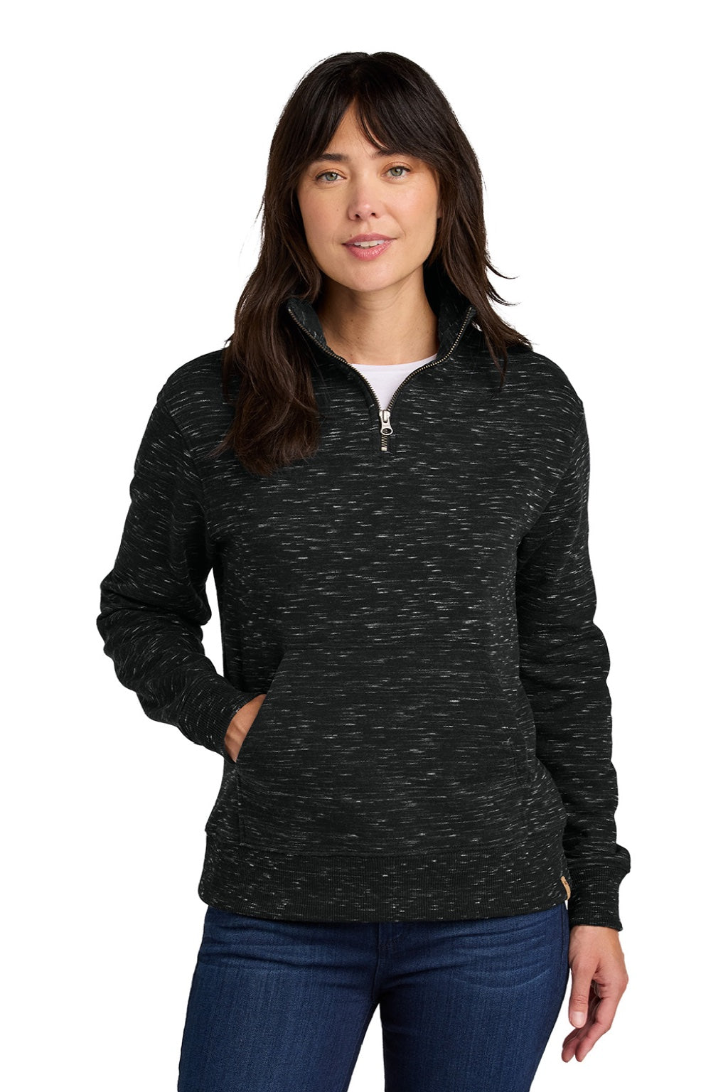 Womens Space Dye Fleece 1/4 Zip Sweatshirt - Meteorite Black Space Dye - COMING SOON