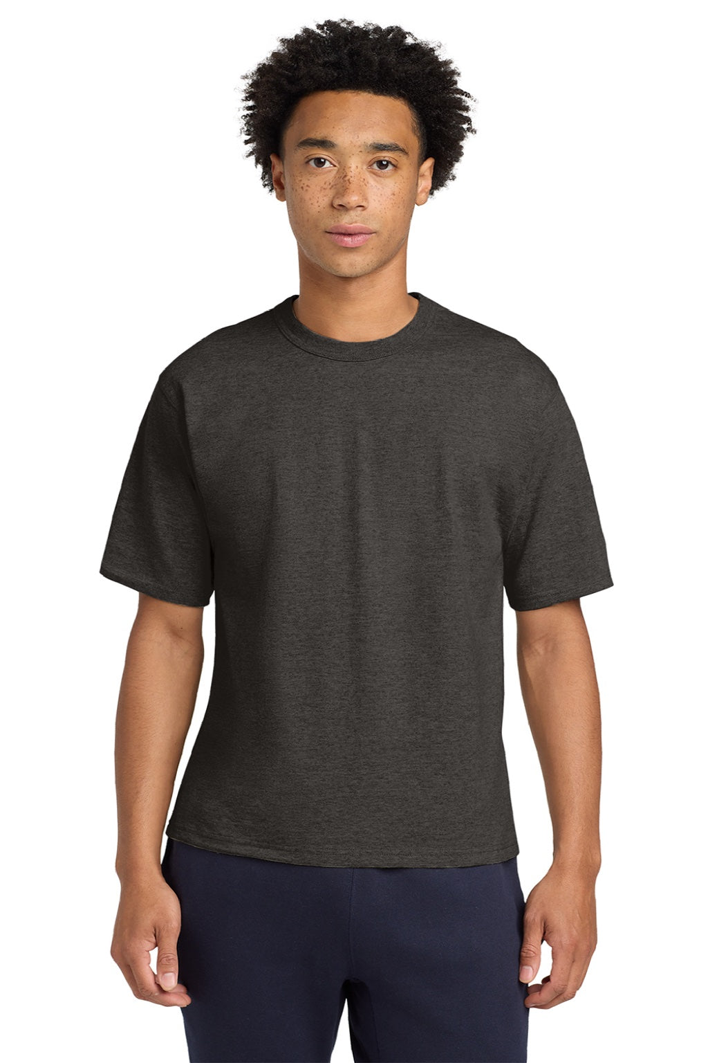 Mens Heritage Short Sleeve Crewneck T-Shirt - Heather Charcoal Grey - NEW