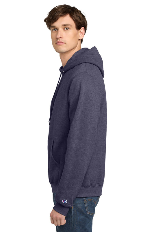 Mens Double Dry Eco Moisture Wicking Fleece Hooded Sweatshirt Hoodie w/ Pouch Pocket - Heather Navy Blue - NEW