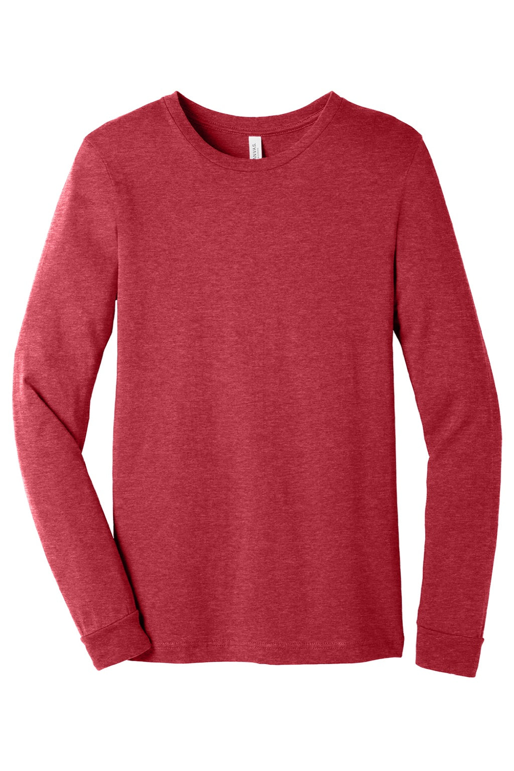 Mens CVC Long Sleeve Crewneck T-Shirt - Heather Red - NEW