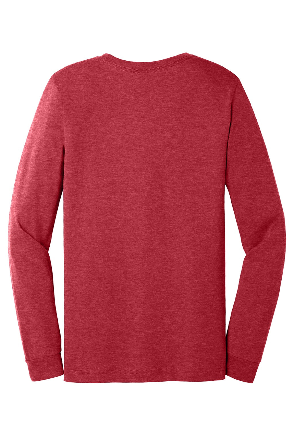Mens CVC Long Sleeve Crewneck T-Shirt - Heather Red - NEW
