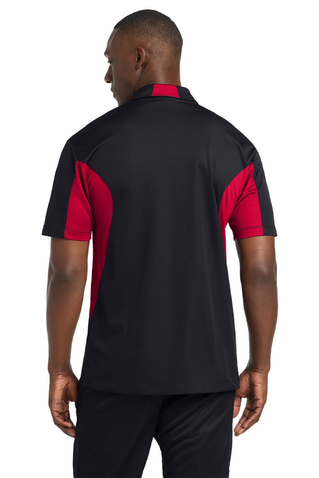 Mens Sport-Wick Moisture Wicking Short Sleeve Polo Shirt - Black/Deep Red - NEW