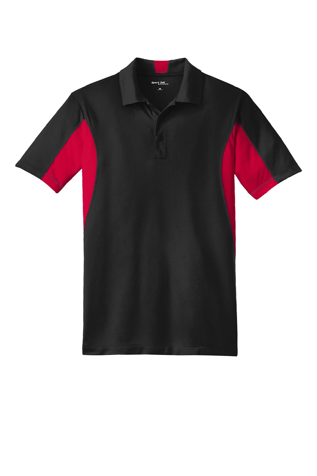 Mens Sport-Wick Moisture Wicking Short Sleeve Polo Shirt - Black/Deep Red - NEW