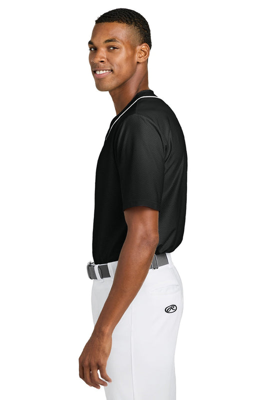 Mens Short Sleeve Full Button Baseball Jersey - Black - COMING SOON
