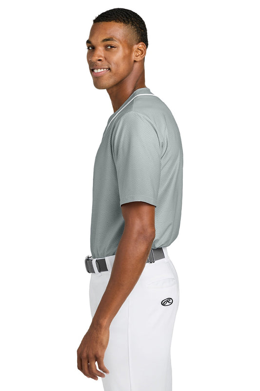 Mens Short Sleeve Full Button Baseball Jersey - Grey - COMING SOON