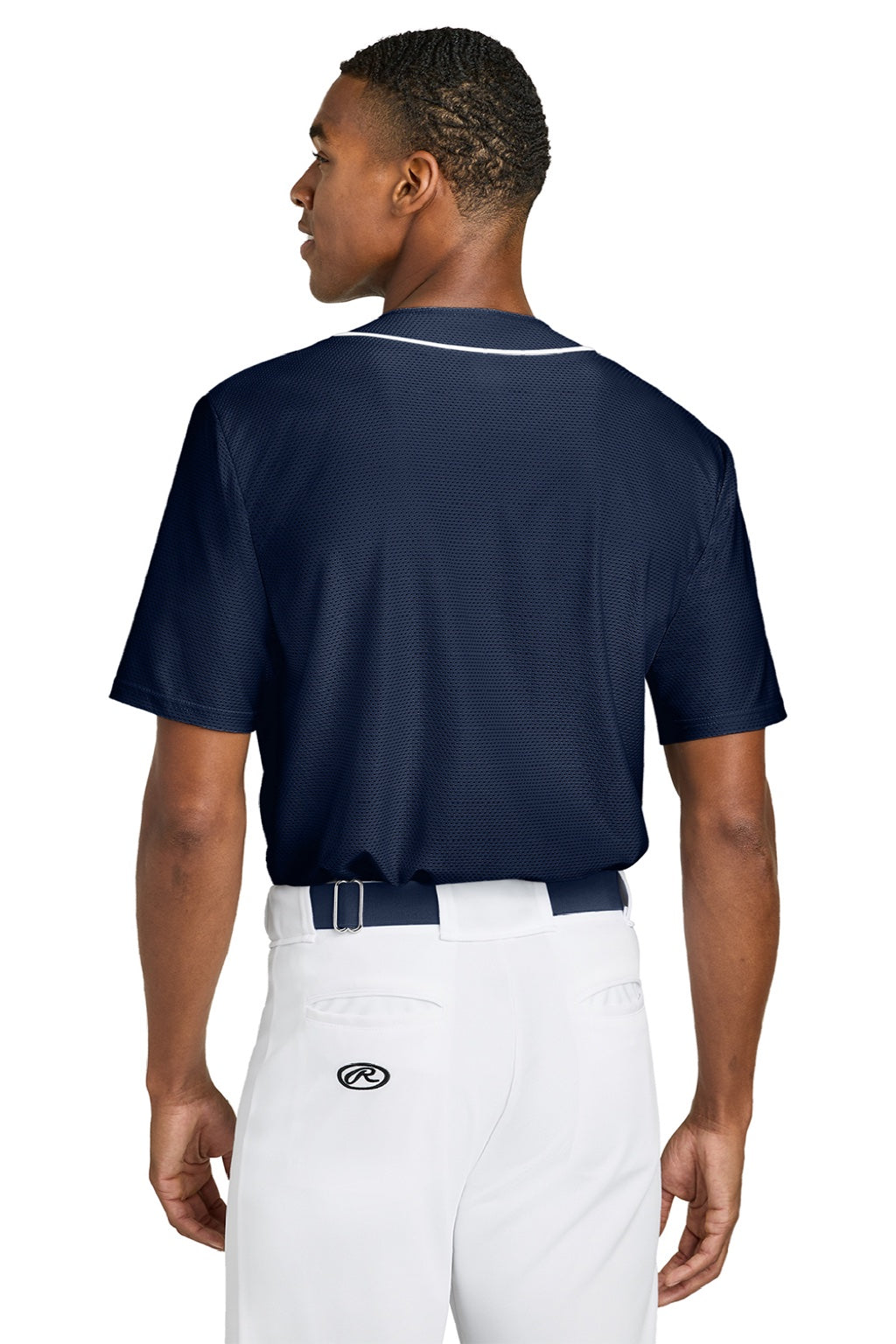 Mens Short Sleeve Full Button Baseball Jersey - Navy Blue - COMING SOON