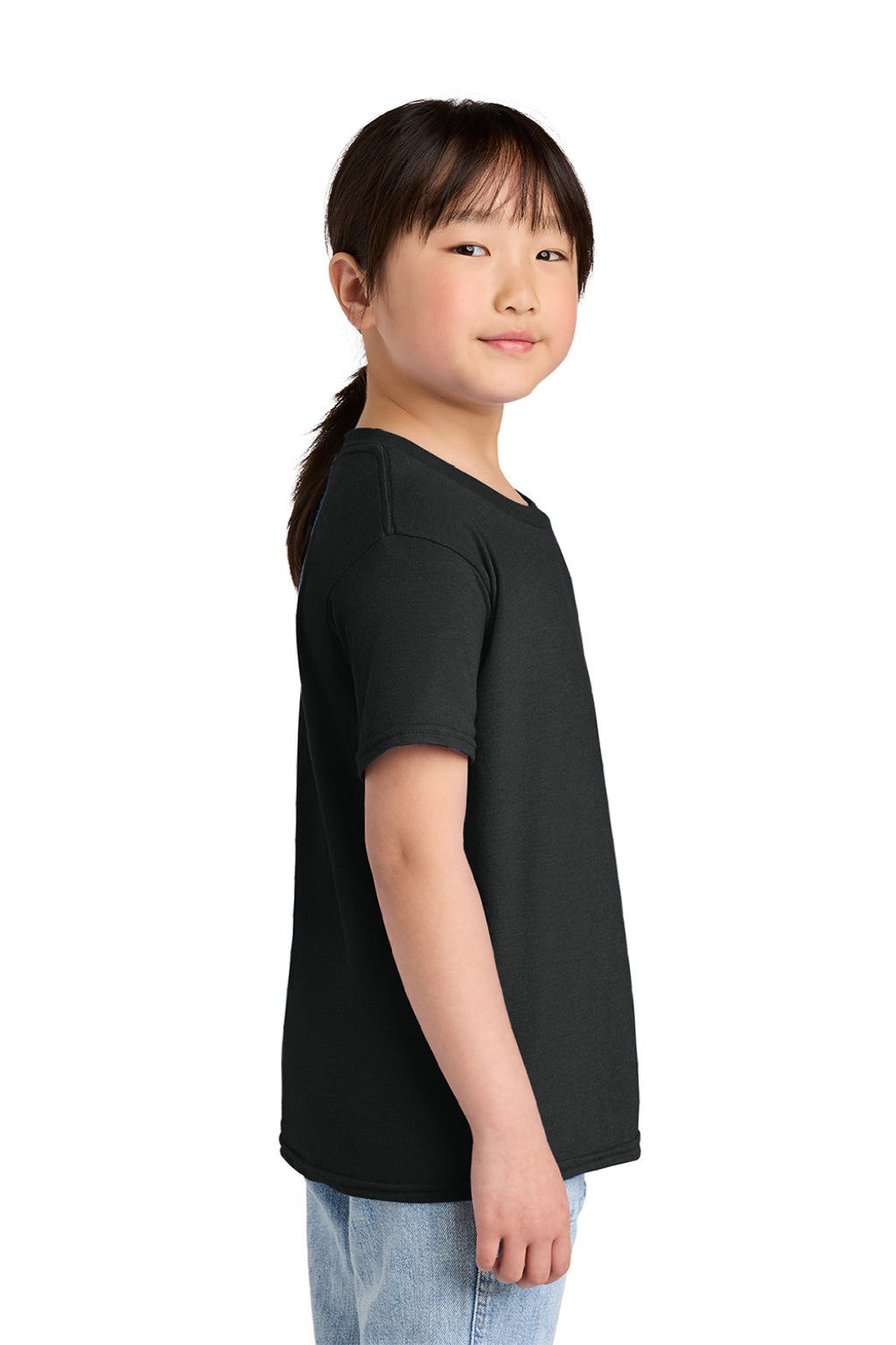 Youth Softstyle CVC Short Sleeve Crewneck T-Shirt - Pitch Black Mist - NEW