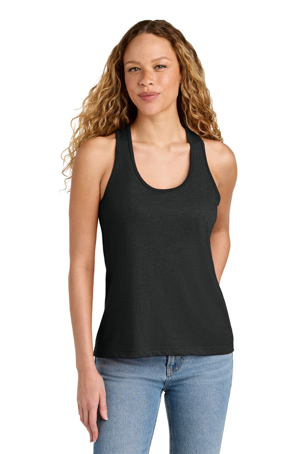 Womens Softstyle CVC Racerback Tank Top - Pitch Black Mist - NEW