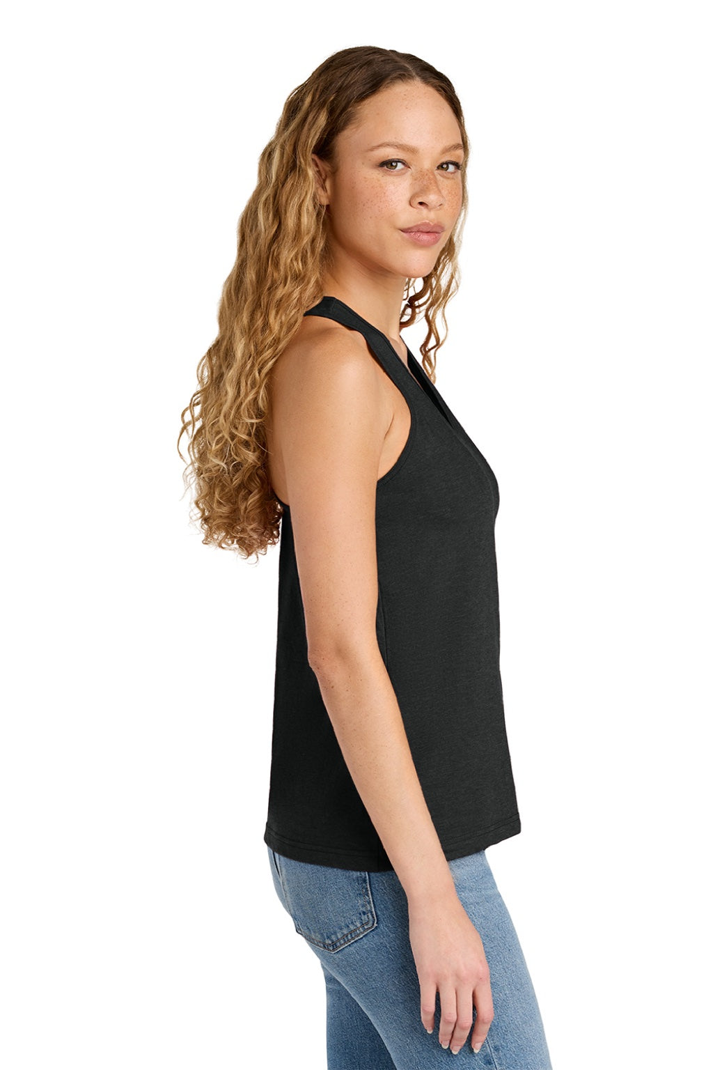Womens Softstyle CVC Racerback Tank Top - Pitch Black Mist - NEW