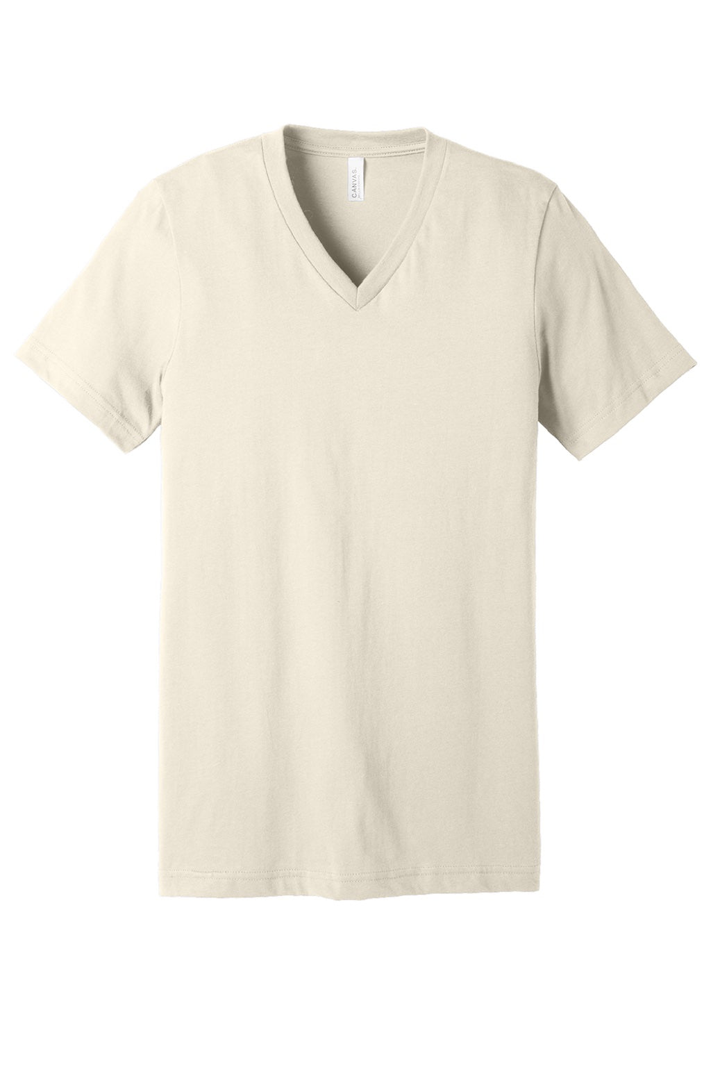 Mens Jersey Short Sleeve V-Neck T-Shirt - Natural - NEW
