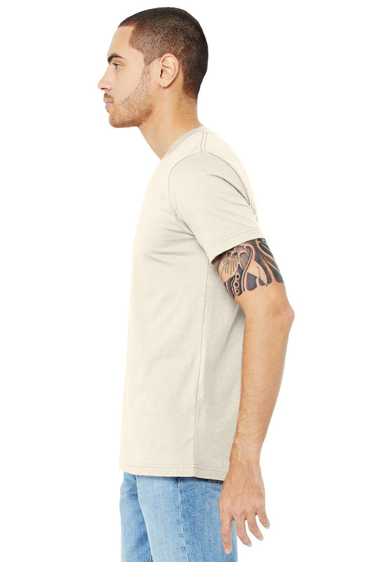 Mens Jersey Short Sleeve V-Neck T-Shirt - Natural - NEW