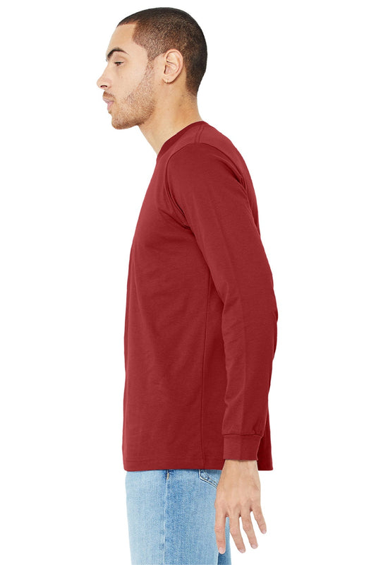 Mens Jersey Long Sleeve Crewneck T-Shirt - Canvas Red - NEW