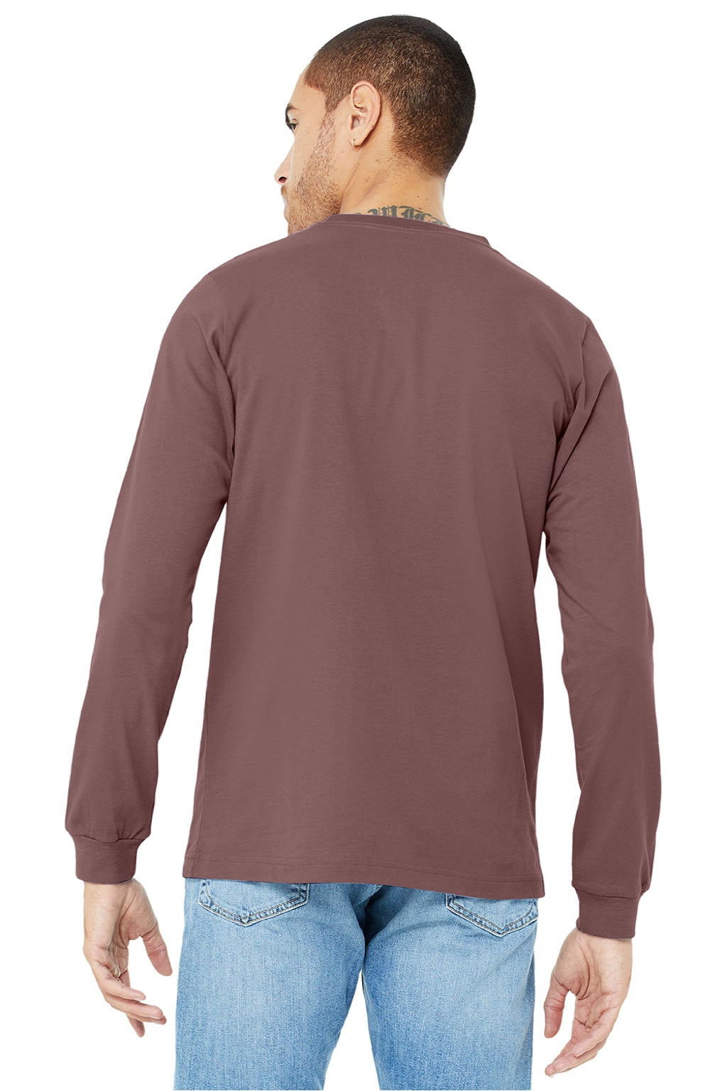 Mens Jersey Long Sleeve Crewneck T-Shirt - Mauve - NEW
