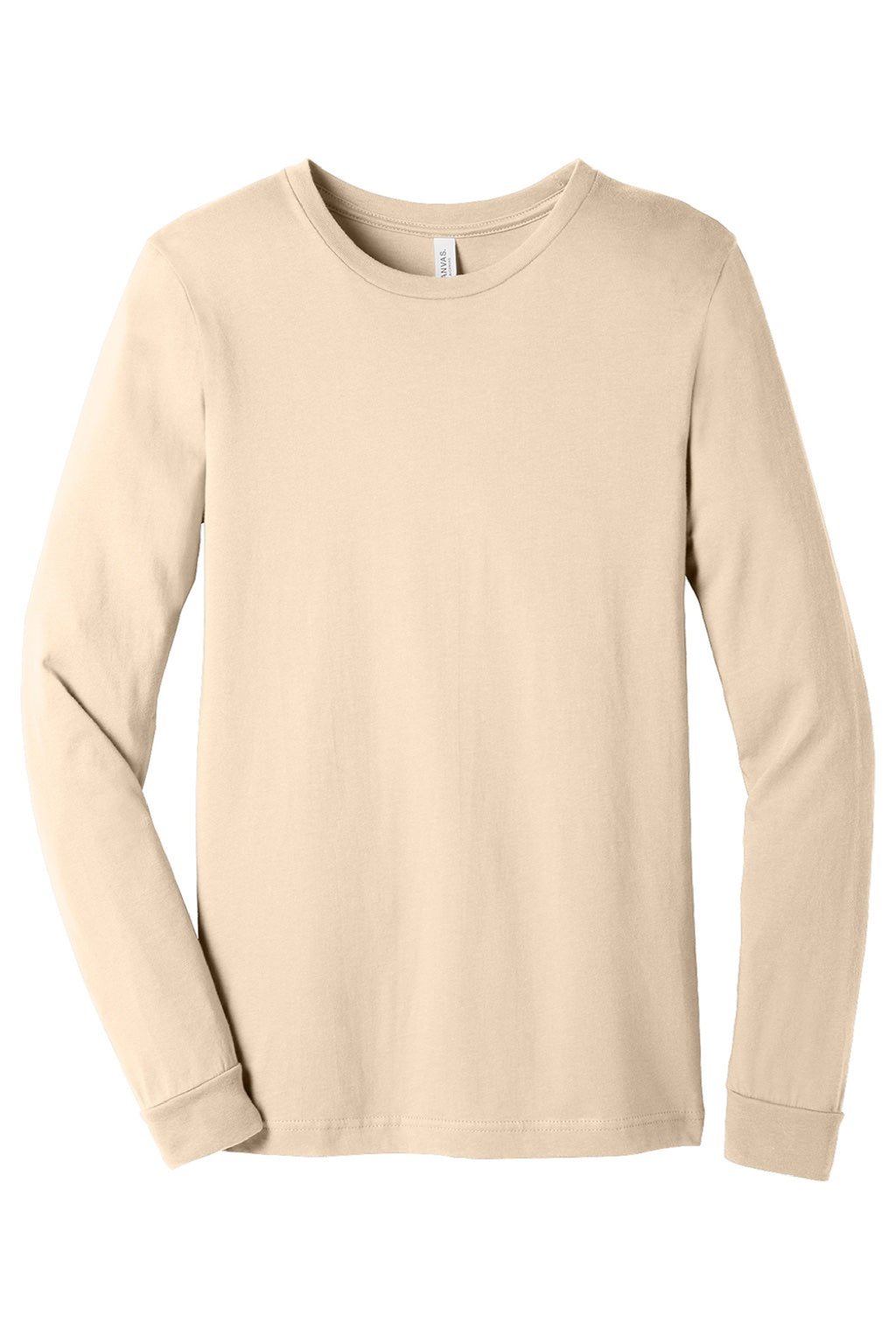 Mens Jersey Long Sleeve Crewneck T-Shirt - Soft Cream - NEW
