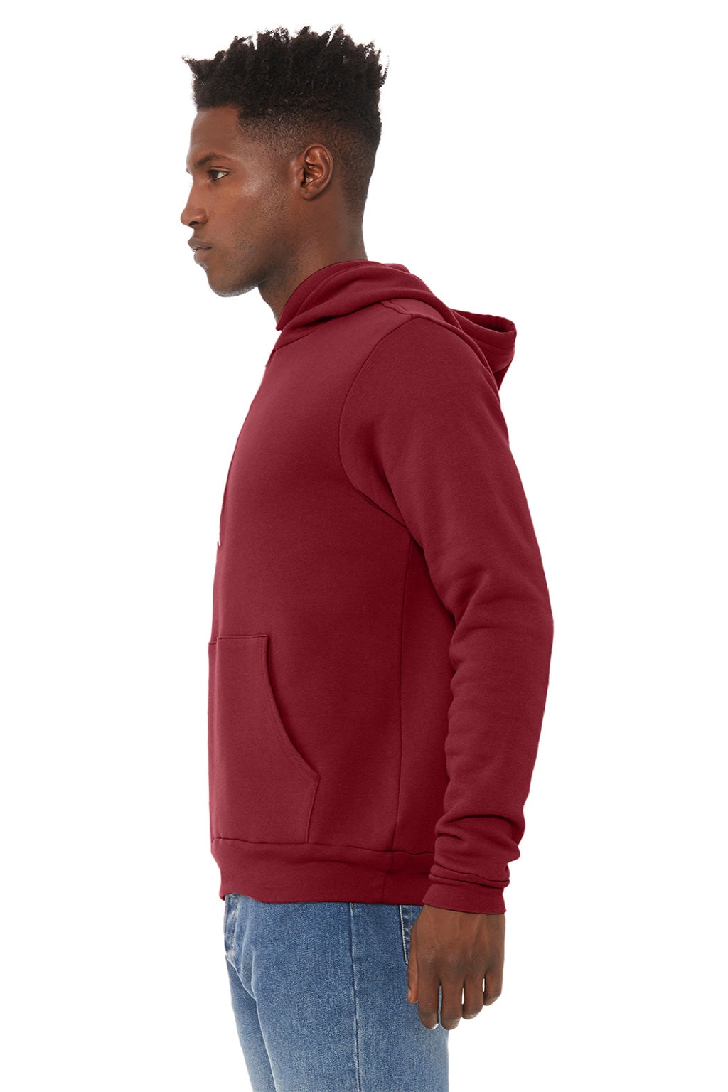 Mens Sponge Fleece Hooded Sweatshirt Hoodie w/ Pouch Pocket - Cardinal Red - NEW