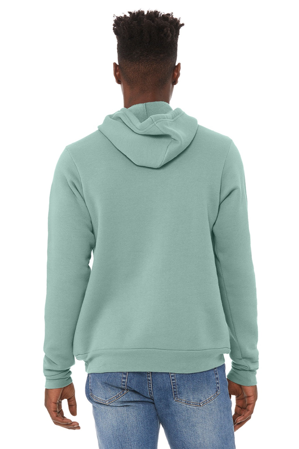 Mens Sponge Fleece Hooded Sweatshirt Hoodie w/ Pouch Pocket - Dusty Blue - NEW