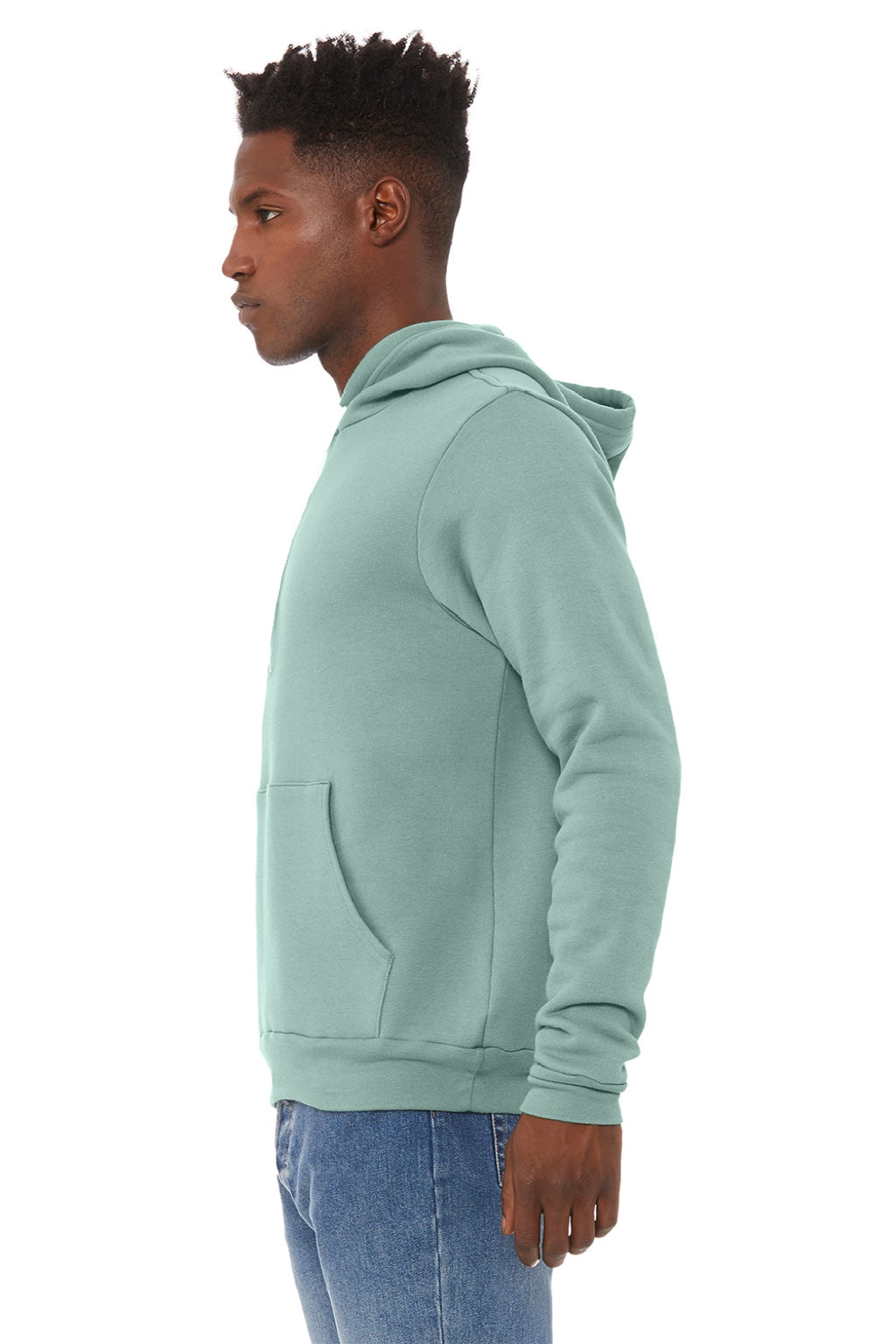 Mens Sponge Fleece Hooded Sweatshirt Hoodie w/ Pouch Pocket - Dusty Blue - NEW