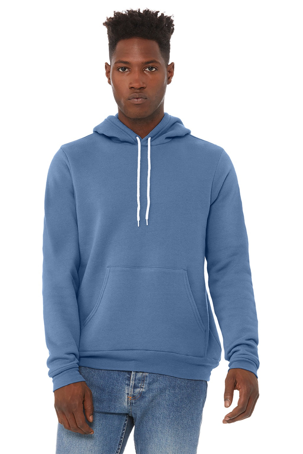 Mens Sponge Fleece Hooded Sweatshirt Hoodie w/ Pouch Pocket - Lavender Blue - NEW
