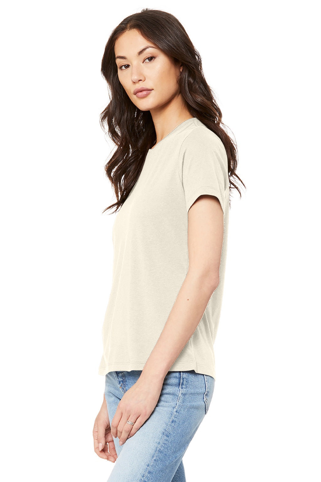Womens Relaxed Jersey Short Sleeve Crewneck T-Shirt - Natural - NEW