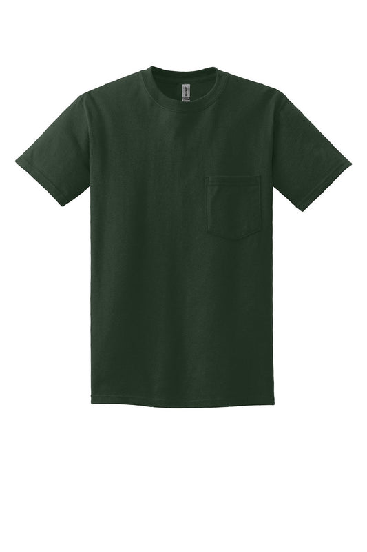 Mens Ultra Short Sleeve Crewneck T-Shirt w/ Pocket - Forest Green - NEW