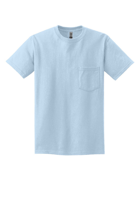 Mens Ultra Short Sleeve Crewneck T-Shirt w/ Pocket - Light Blue - NEW