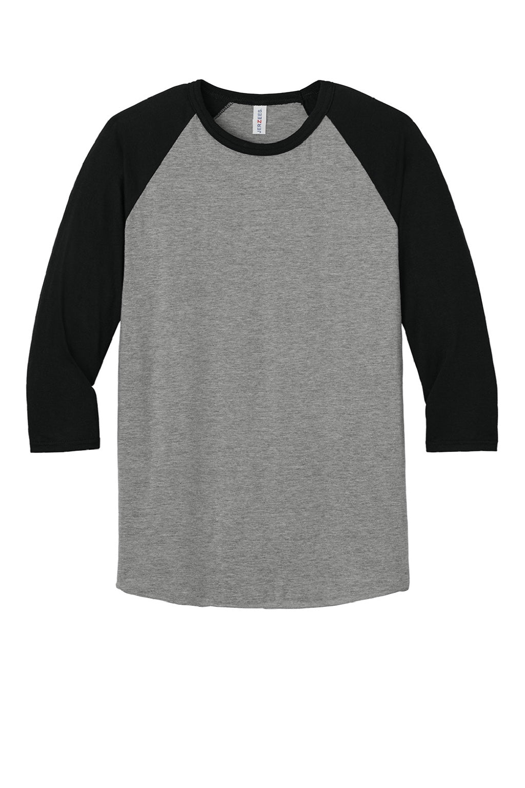 Mens Premium Blend Baseball Moisture Wicking 3/4 Sleeve Crewneck T-Shirt - Oxford Grey/Ink Black - NEW