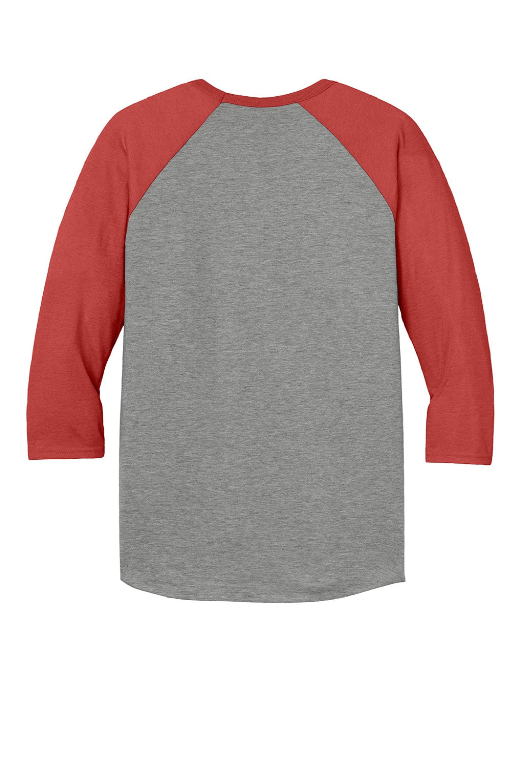 Mens Premium Blend Baseball Moisture Wicking 3/4 Sleeve Crewneck T-Shirt - Oxford Grey/Heather Fiery Red - NEW
