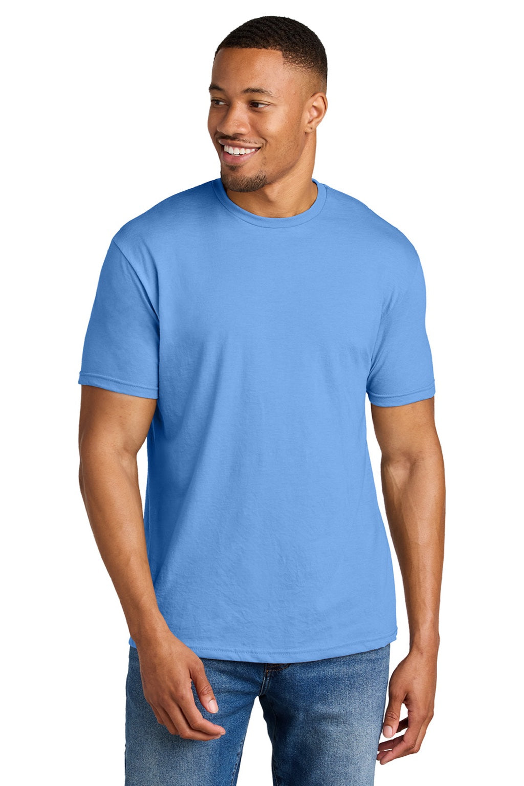 Mens Softstyle CVC Short Sleeve Crewneck T-Shirt - Carolina Blue Mist - NEW