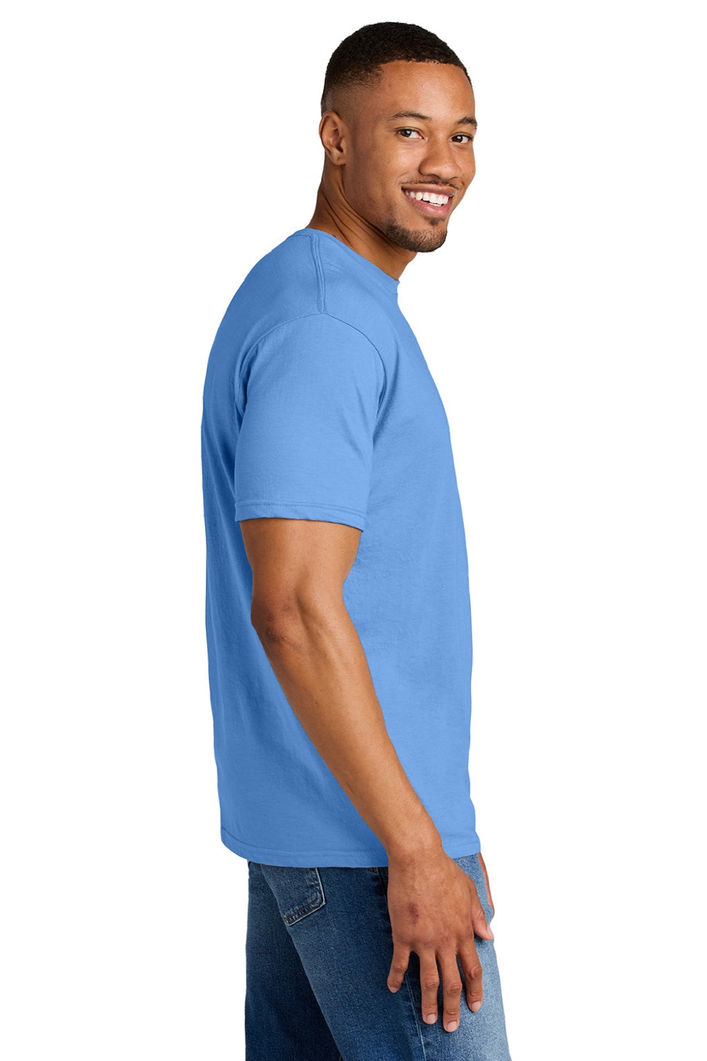Mens Softstyle CVC Short Sleeve Crewneck T-Shirt - Carolina Blue Mist - NEW