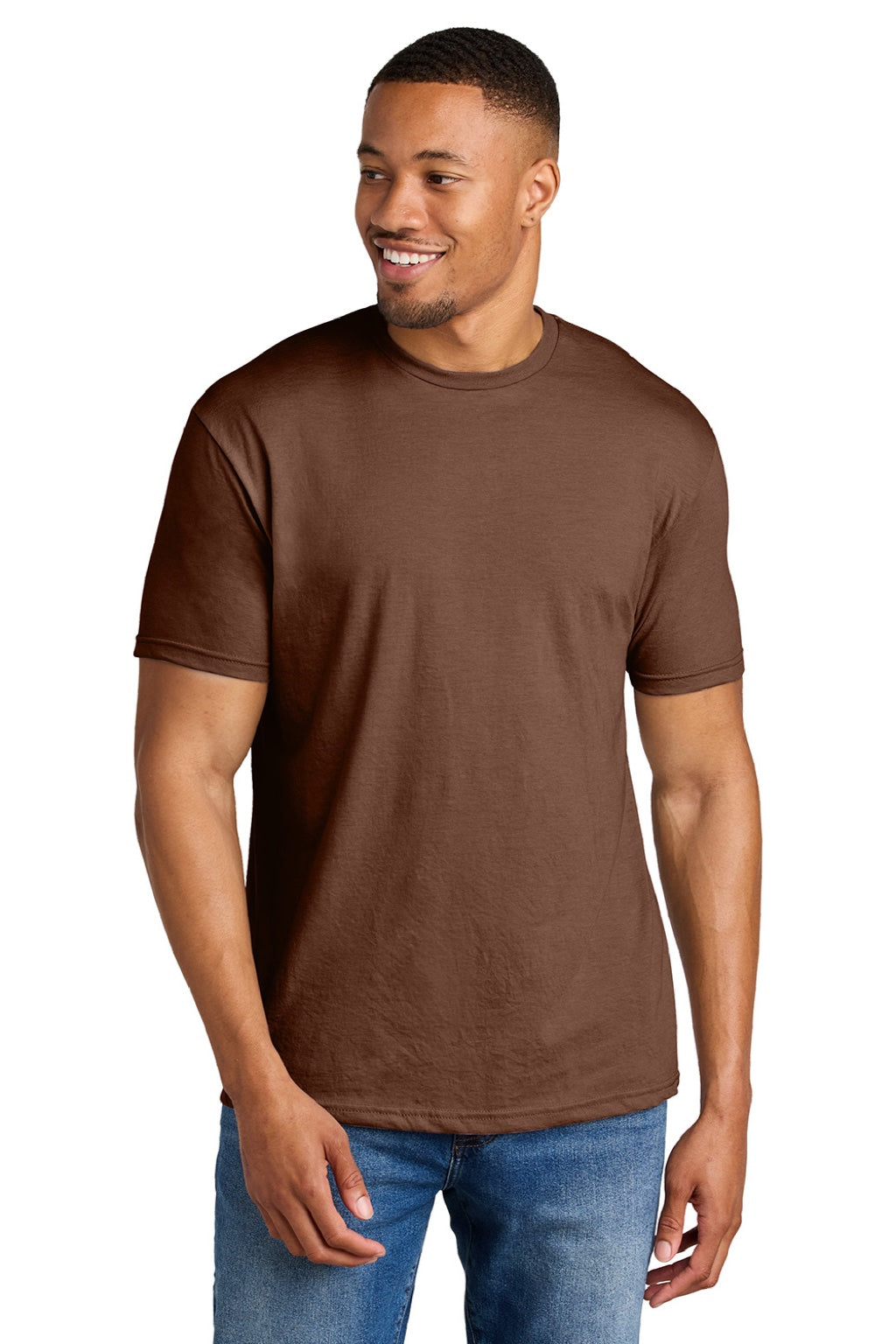 Mens Softstyle CVC Short Sleeve Crewneck T-Shirt - Cocoa Brown Mist - NEW