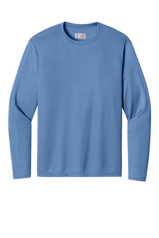 Mens Performance Moisture Wicking Long Sleeve Crewneck T-Shirt - Light Blue
