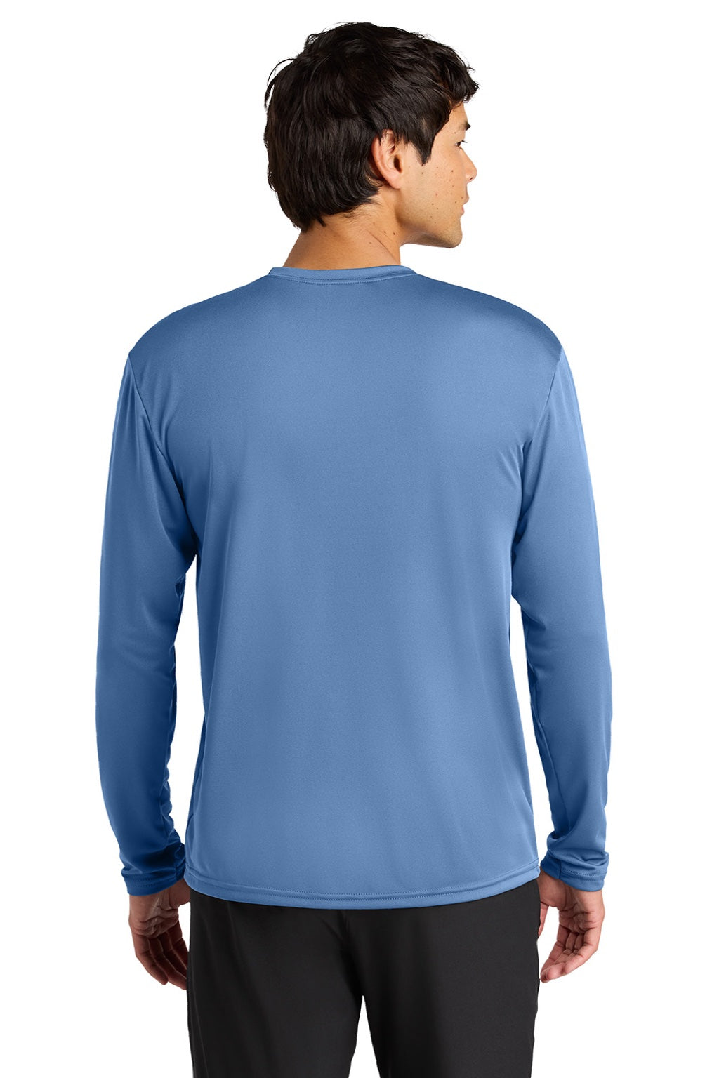 Mens Performance Moisture Wicking Long Sleeve Crewneck T-Shirt - Light Blue