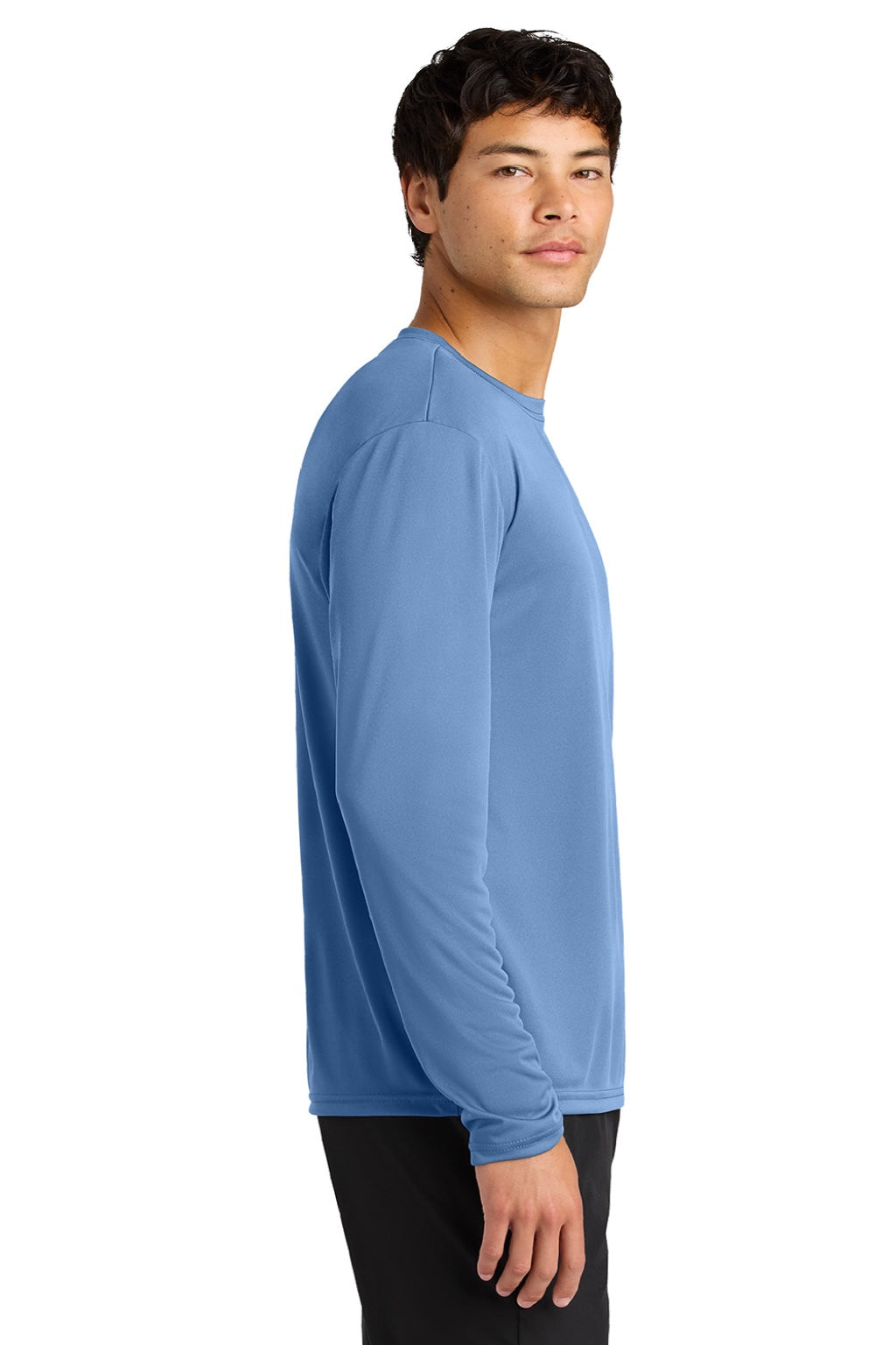 Mens Performance Moisture Wicking Long Sleeve Crewneck T-Shirt - Light Blue