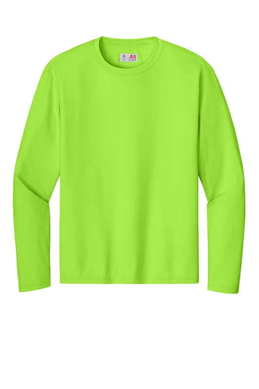 Mens Performance Moisture Wicking Long Sleeve Crewneck T-Shirt - Lime Green